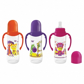 Бутылочка с соской и ручками из серии Русские мотивы, от 0 мес., 250 мл. (Lubby, 12018/144/12)